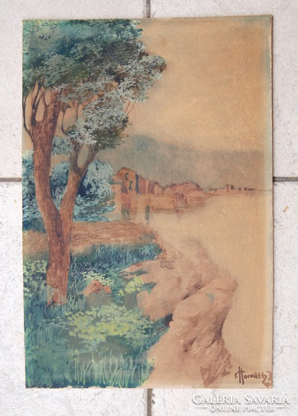 István E. Horváth: seaside view on the island of Capri - original watercolor