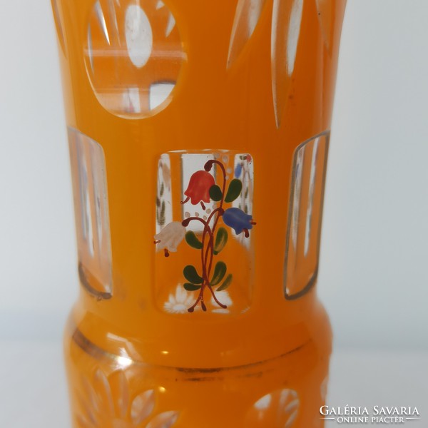 Biedermeier / bider vase, engraved, gilded, hand-painted, polished