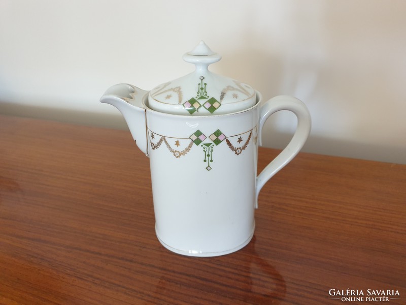 Antique porcelain coffee pot Art Nouveau old tea coffee spout
