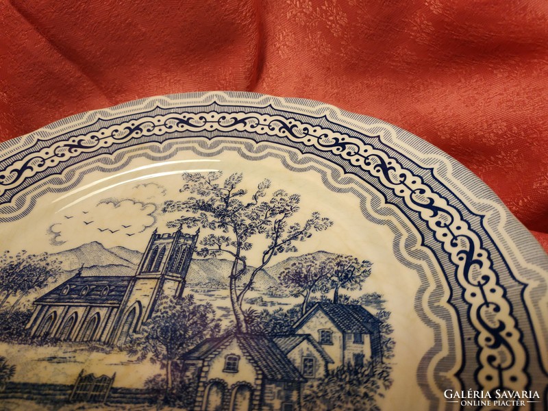 Antique English scene porcelain large round bowl