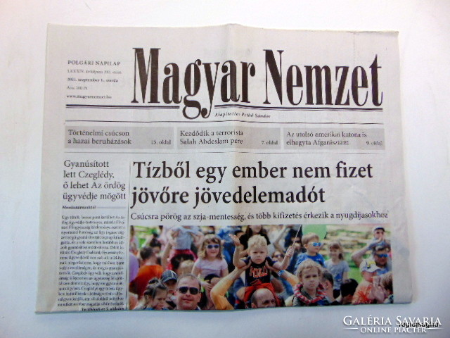 2021 September 1 / Hungarian nation / birthday original newspaper :-) no .: 20494