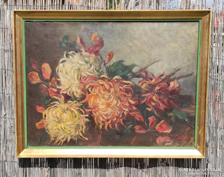 Beautiful colorful table still life painting, udvardy flora painting