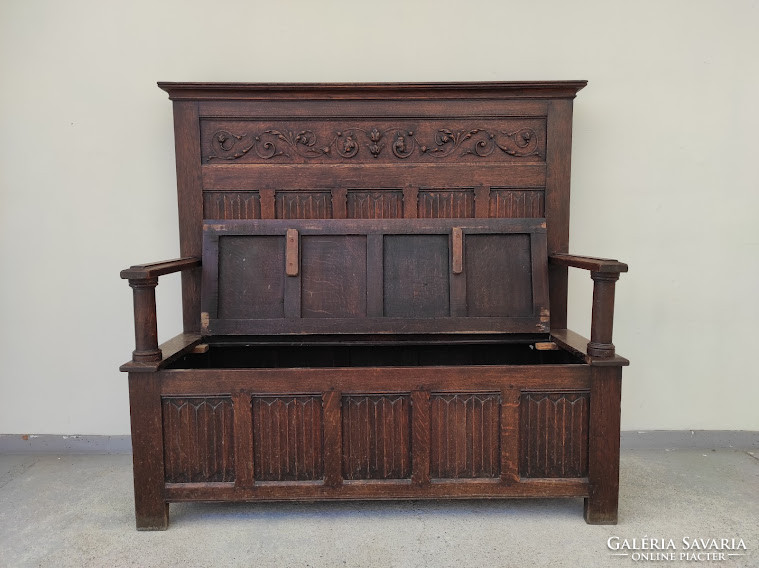 Antique renaissance furniture richly carved chest bench 5400