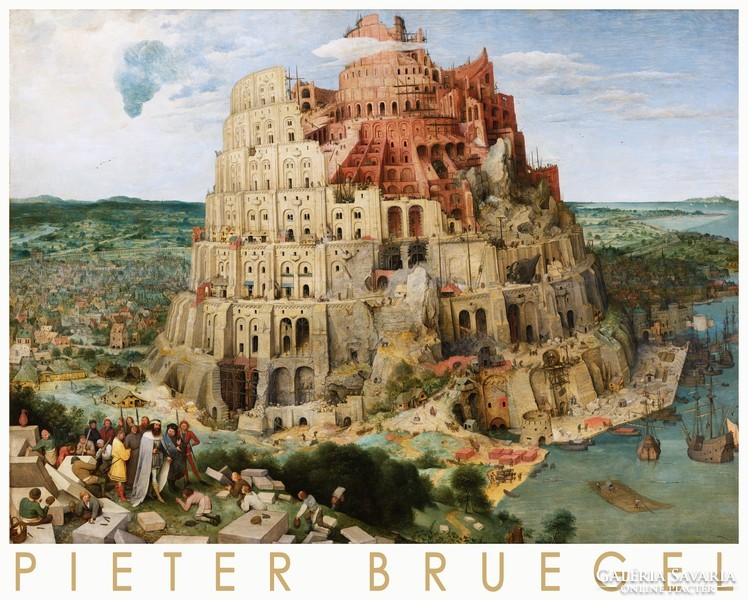 Pieter Bruegel Tower of Babel 1563 art poster bible scene city landscape architecture harbor