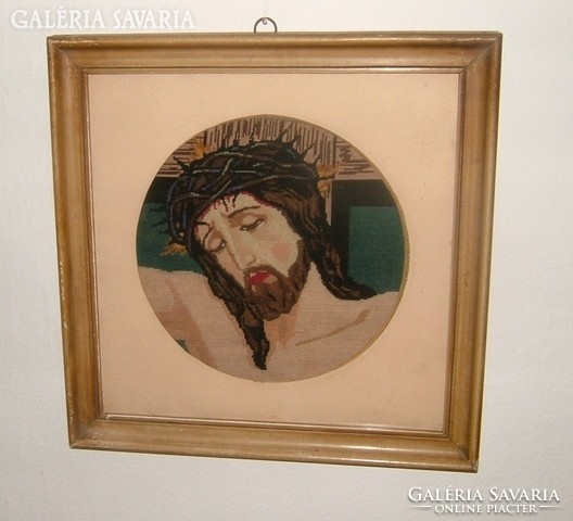 Jesus - antique needle tapestry