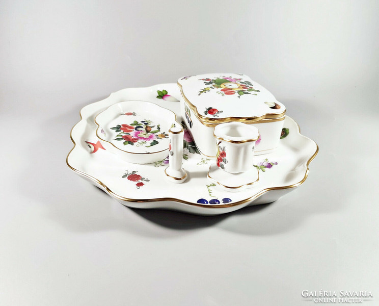 Herend, bouquet de fruits (bfr) hand-painted porcelain smoking set, flawless! (I125)