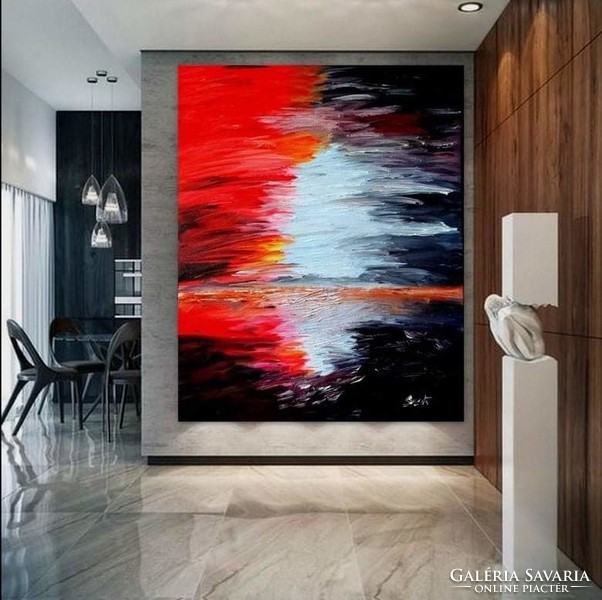 Kata Szabo: "horizon" oil painting, 50 x 40 cm, material on canvas, signed