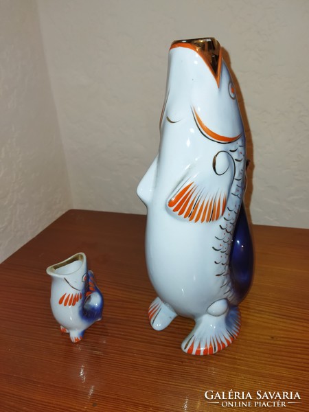 Fish-shaped Soviet porcelain drink spout + glass for grafting