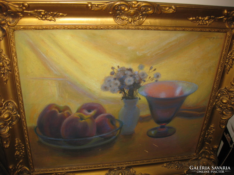 Sándor Szűcs Tunyogi (1890 - 1974) table still life with apples and flowers