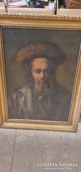 Rabbi portré, régi, olaj, vásznon, kartonra, 60 x 40 cm-es nagyságú