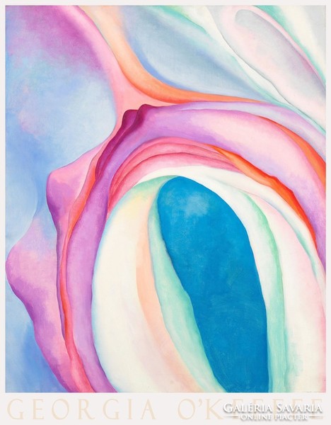Modern art poster with Georgia O'Keeffe pink and blue music 1918 abstract minimalist painting