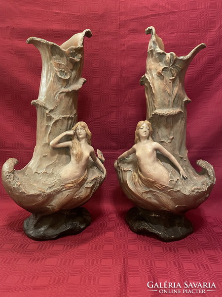 Pair of old signed, figural vases 53,5cm !!!