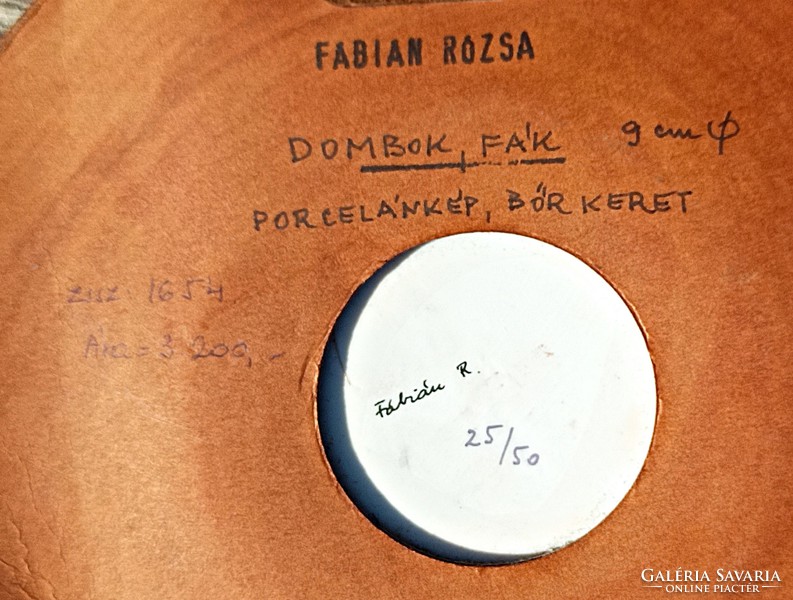 Fabian rose - hills, trees in porcelain leather frame, signed, judged, numbered