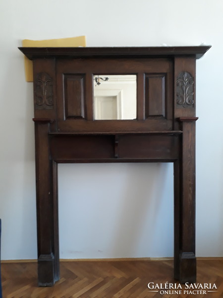 Antique oak fireplace frame