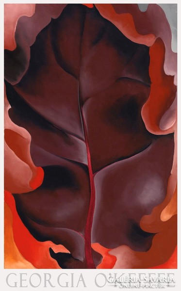 Modern művészeti plakát Georgia O'Keeffe Őszi falevelek 1926 vörös bíbor absztrakt minimalista tölgy