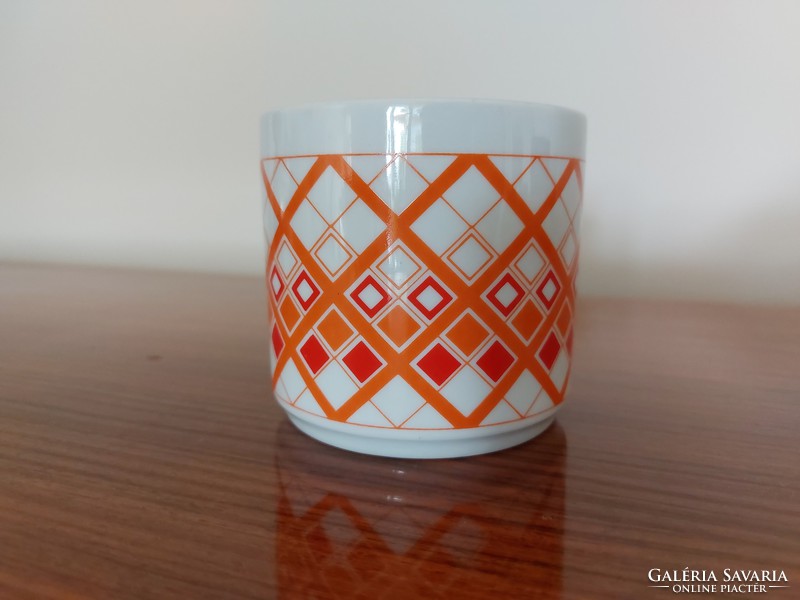 Retro Alföldi porcelán bögre kockás kocka mintás teás csésze