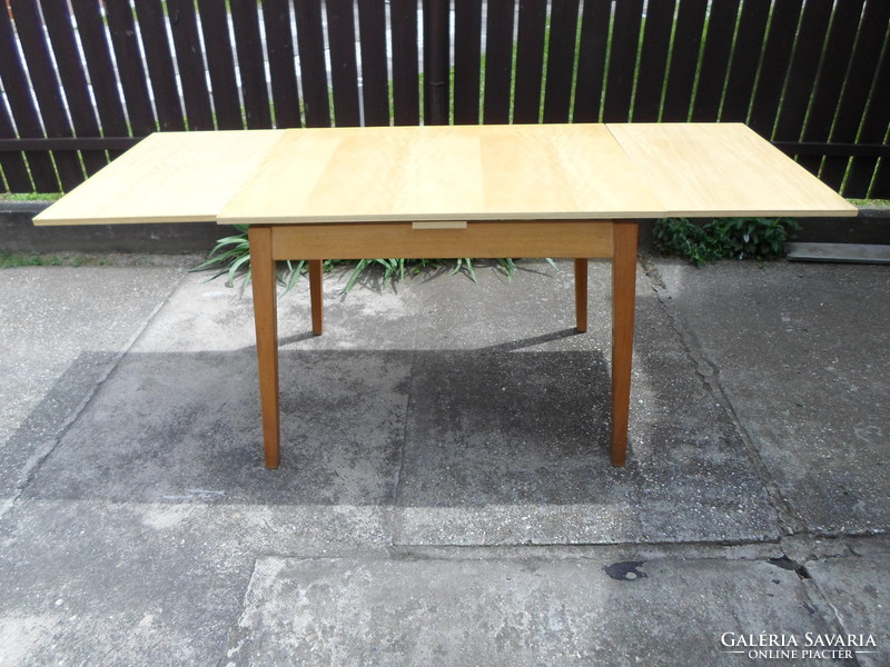 Retro wooden dining table; expandable pull-out table (Great Plain furniture factory)