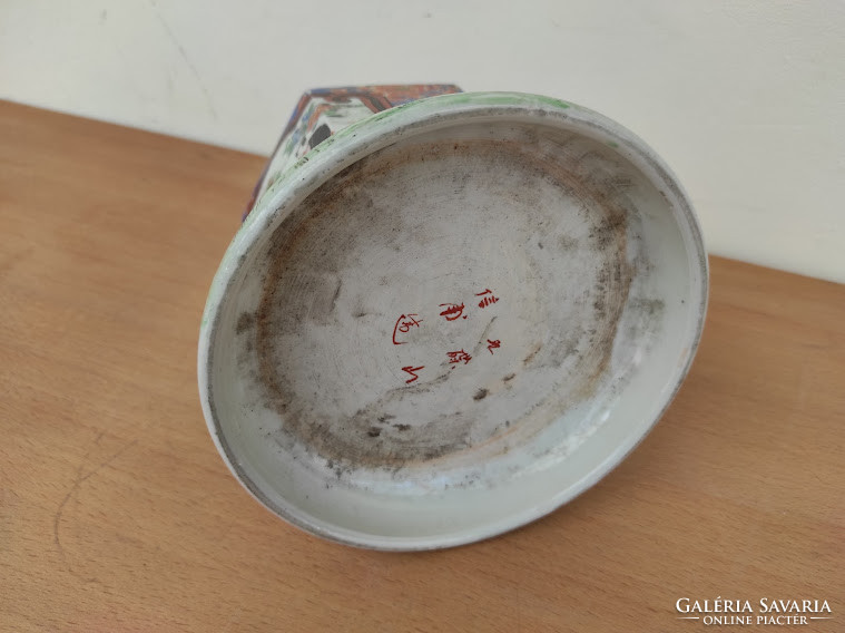 Antik patinás japán kínai sokalakos satsuma porcelán ecset tartó edény 5363