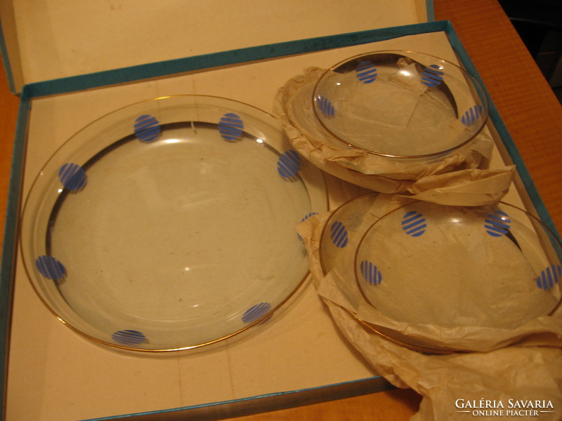 Retro art deco Salgotarján glass compote set in its original box