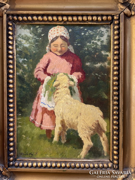 Némethy i.:Little girl with a lamb