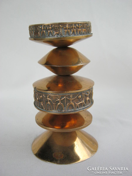 Retro ... Gyula Szabó marked handicraft copper candle holder