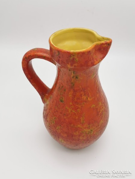 Retro vase, jug of Hungarian applied art ceramics, marked pond head, 26 cm