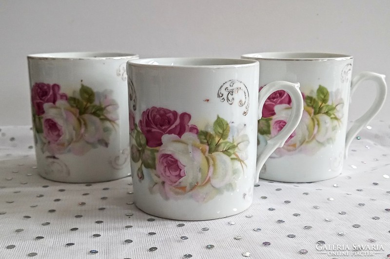 Antique Czech rose mug 3pcs / pc