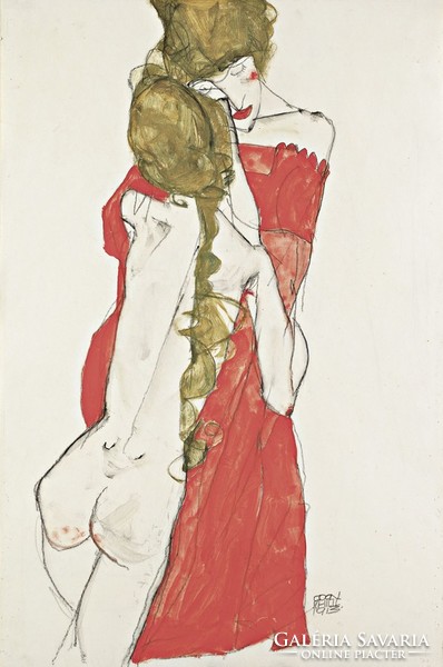 Egon Schiele Anya és lánya, női akt REPRINT művészeti nyomat