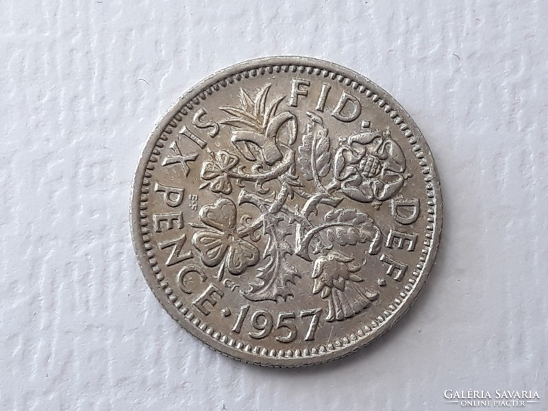 6 Pence 1957 érme - Brit, Angol 6 pence 1957 FID. DEF, Elizabeth II Dei Gratia Regina