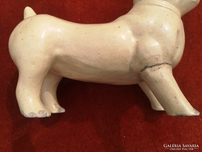 22 cm. antik fajansz kutya