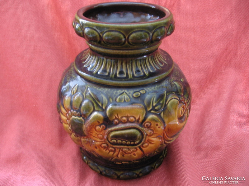 Retro scheurich w.Germany ceramic beige-green poppy vase 287-18