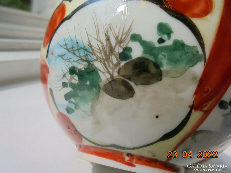 Antique research outside with hand painted eggshell tea cup with 2 life pictures and 1 landscape