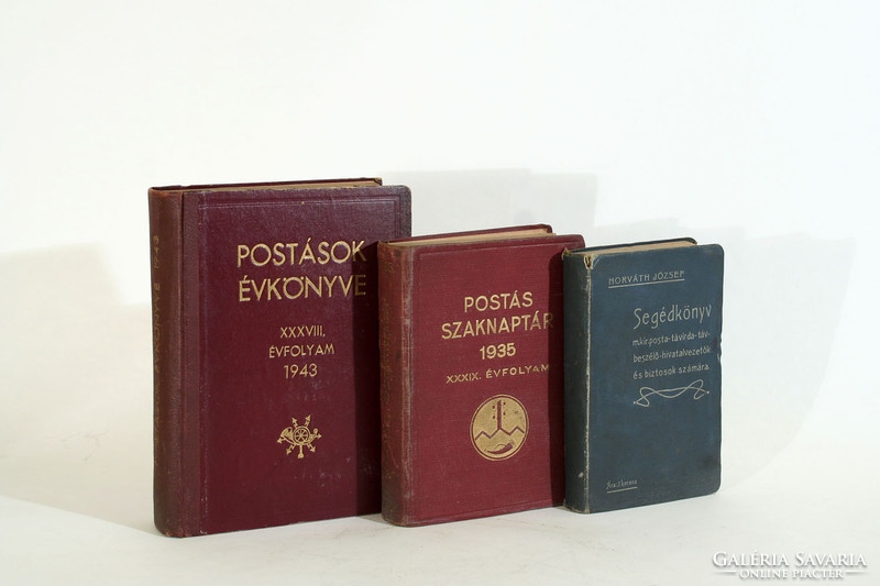 Postman's manual 1902. Postman's calendar 1935. Postmen's yearbook 1943. Horváth józsef