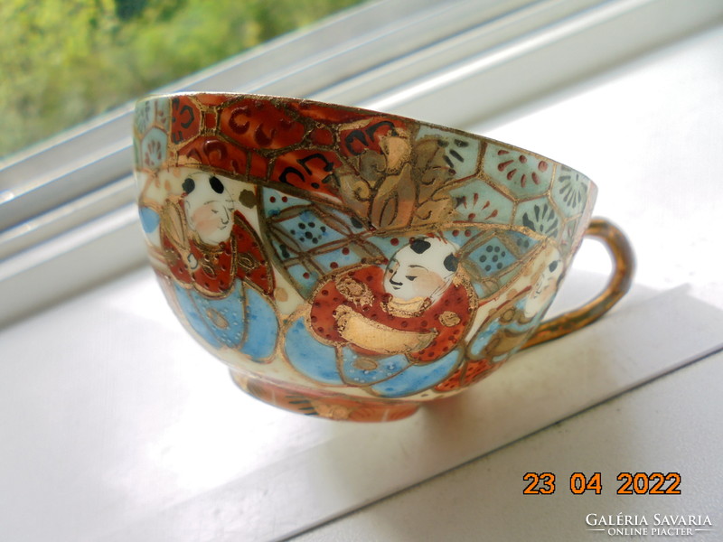 Antique hand marked, hand painted with gold patterns, coffee cup figural and bird flower patterns