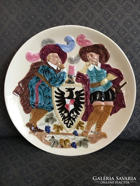 Josef Steidl Znaim faience, large size decorative bowl, 35 cm in diameter