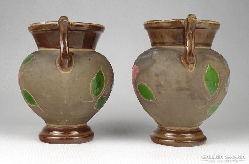 1I474 old corundum tile ear vase pair 1941