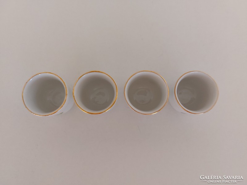 Retro Alföldi porcelán pálinkás pohár szilva barack minta 4 db