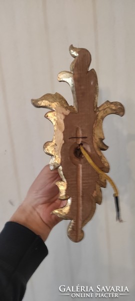 Carved gilded baroque rococo style wall sconce made of wood