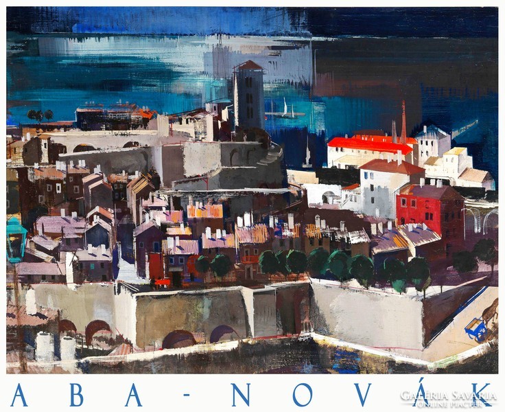 Aba novova mediterranean harbor 1903 art poster, colorful cityscape italy coast