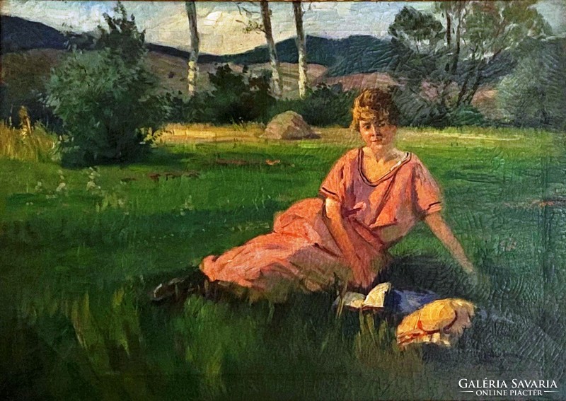Gyertyáni Németh Gyula (1892-1946) ritka témájú festmény a művésztől
