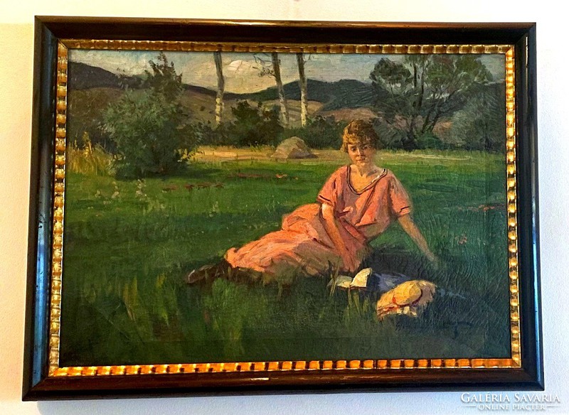 Gyertyáni Németh Gyula (1892-1946) ritka témájú festmény a művésztől