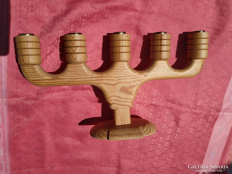 Wooden candlestick with 5 branches