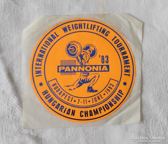 Retro sticker international weightlifting tournament June 7 - 11, 1983 budapest pannonia hungarian championship