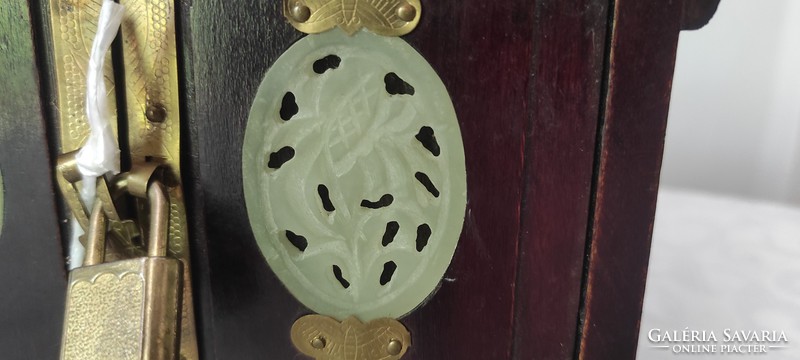 Oriental locker, jewelry, drawer! Jade stone carved inlay, china, vietnam, japan, gift