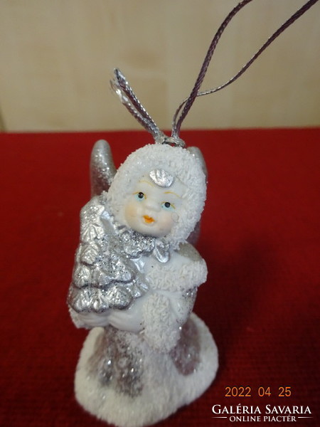 Karácsonyi angyalka fenyővel, magassága 6,5 cm. Vanneki! Jókai.