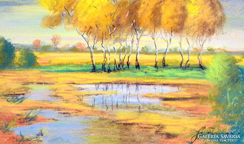 István Irányi (1889-1971) row of autumn birch trees