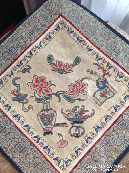 Old Chinese silk tablecloth