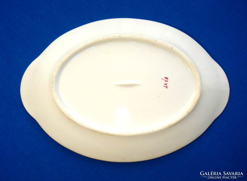 Antique, violet patterned oval serving bowl