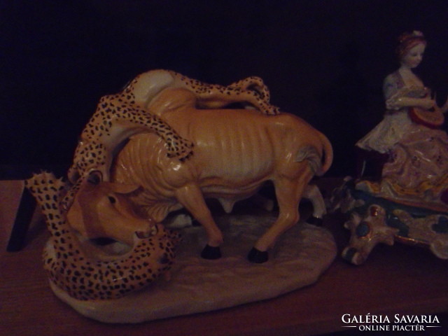 Huge size early marked porcelain life picture (lords of the wild) flawless showcase lords