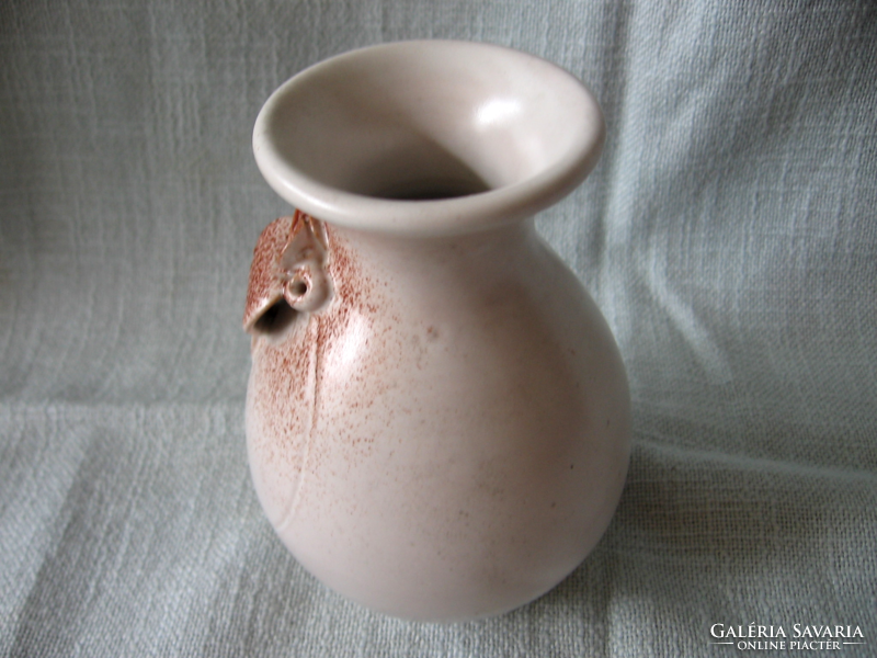 Shabby chic romantikus  plasztikus barna rózsás fehér kerámia váza